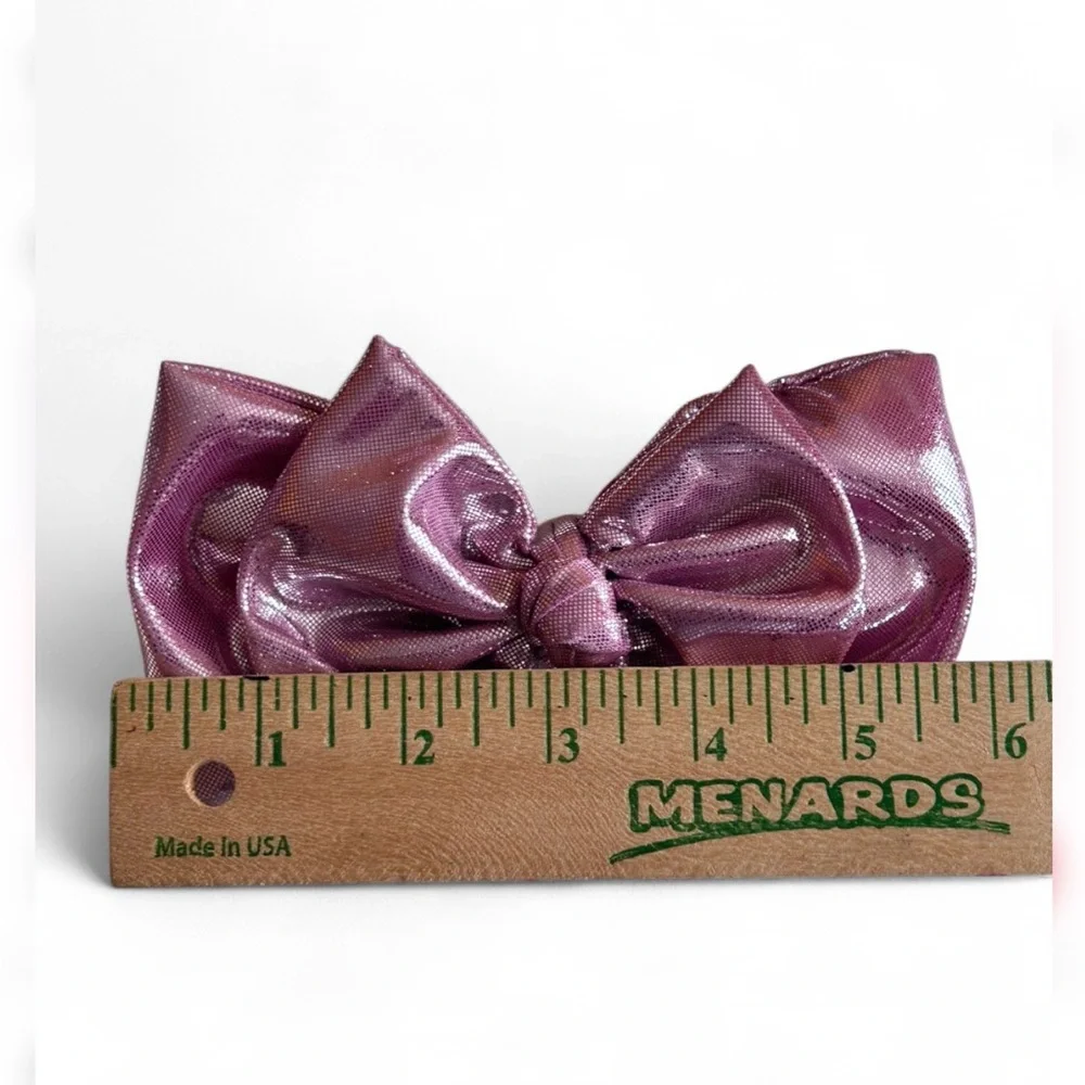 HANDMADE Shiny Pink Hair Scrunchie and Bow Set